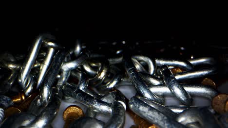 metallic chains close up