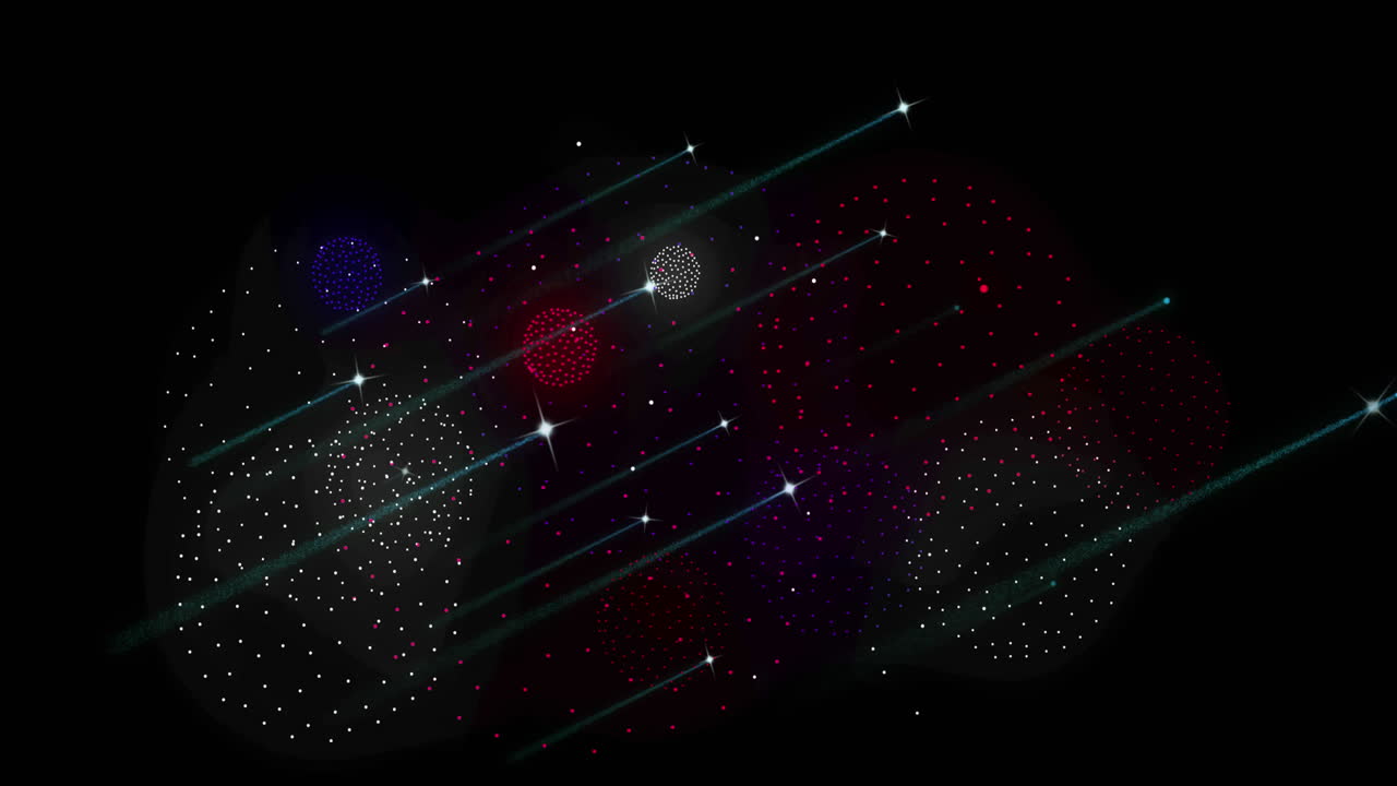 Animation of fireworks on black background