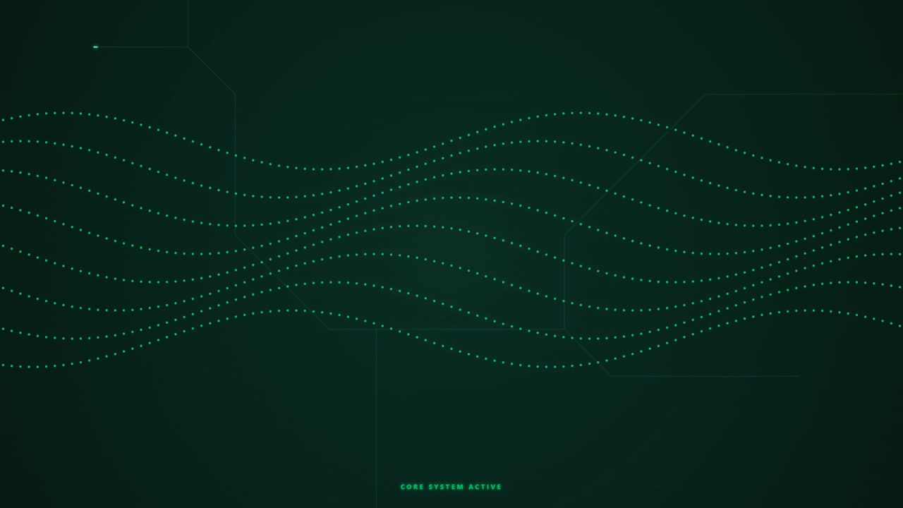 Abstract Digital Wave Background with Green Particle Flow