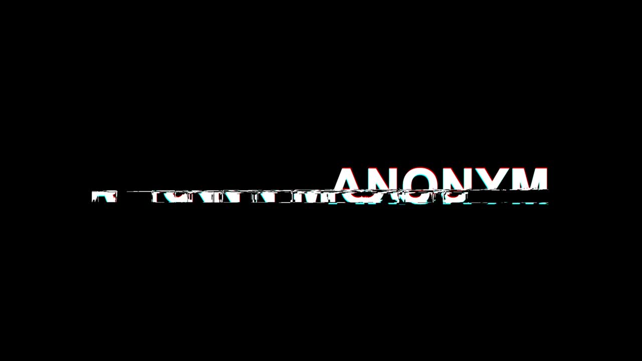 efecto de glitch anónimo texto distorsión de televisión digital animación en bucle 4k