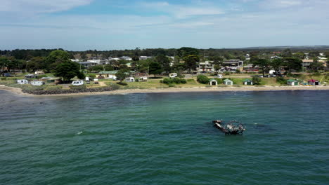 AERIAL-Coastal-Township-Of-Indented-Head,-Australia