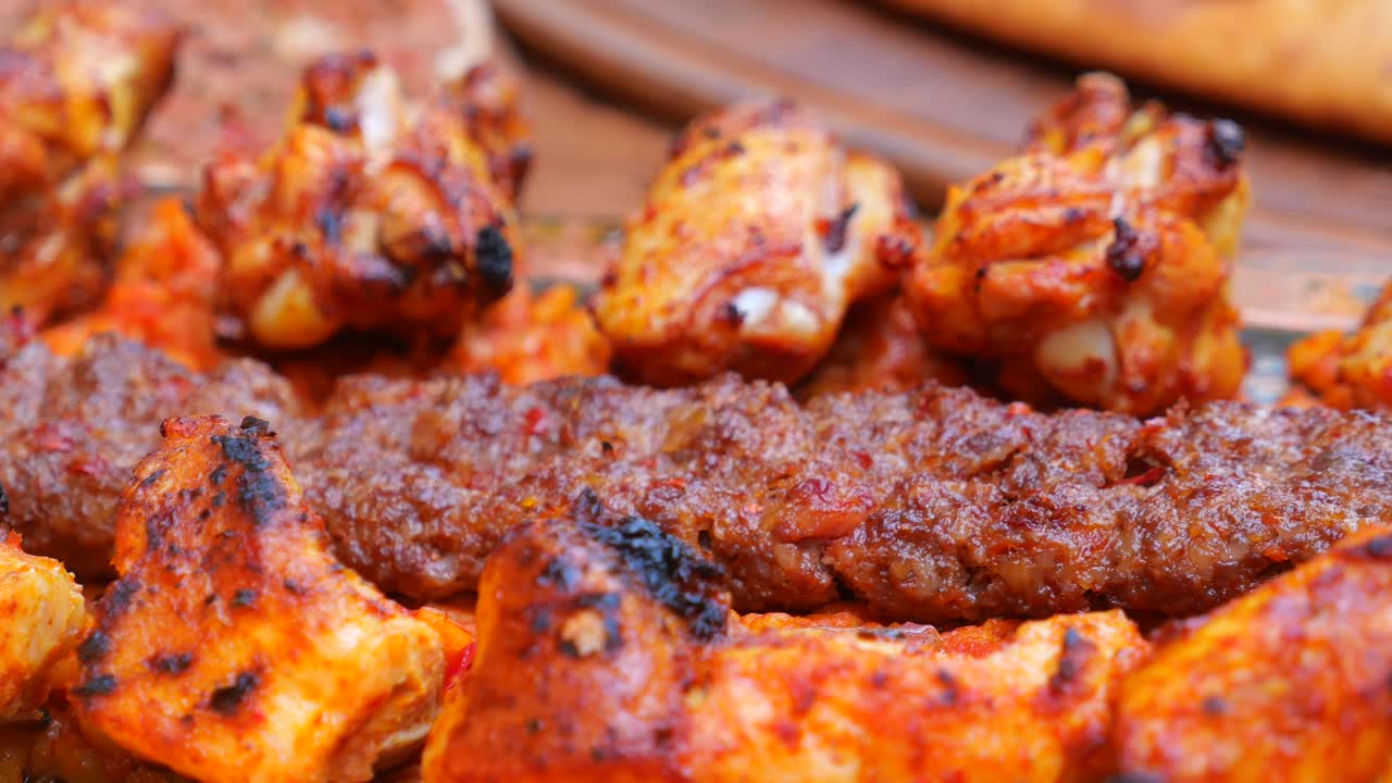 Grilled Chicken Wings and Kebab