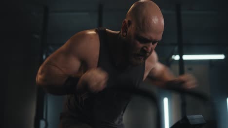 man working out with gym equipment