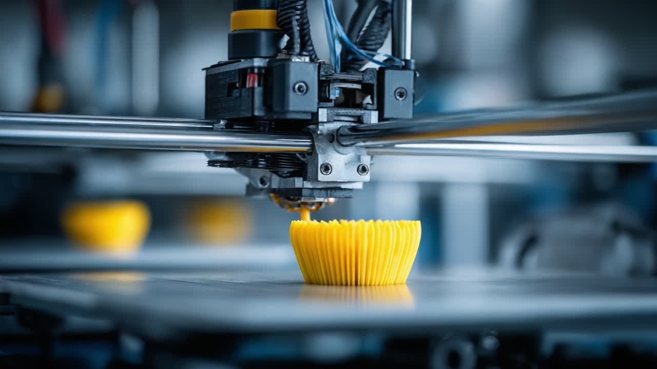 Innovative 3D Printing Technology: Capturing the Process of Creating Intricate Yellow Designs with Precision and Detail from Start to Finish