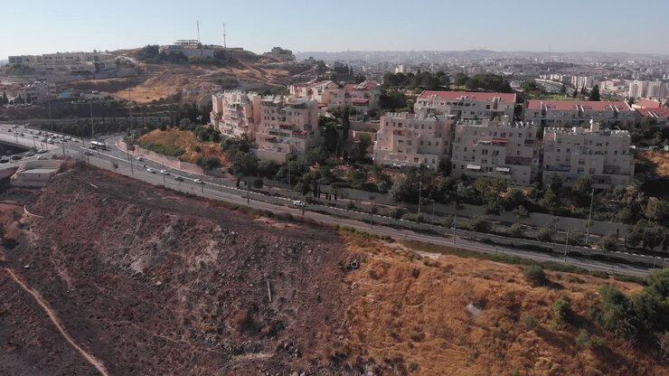 Vista aerea del traffico di Gerusalemme