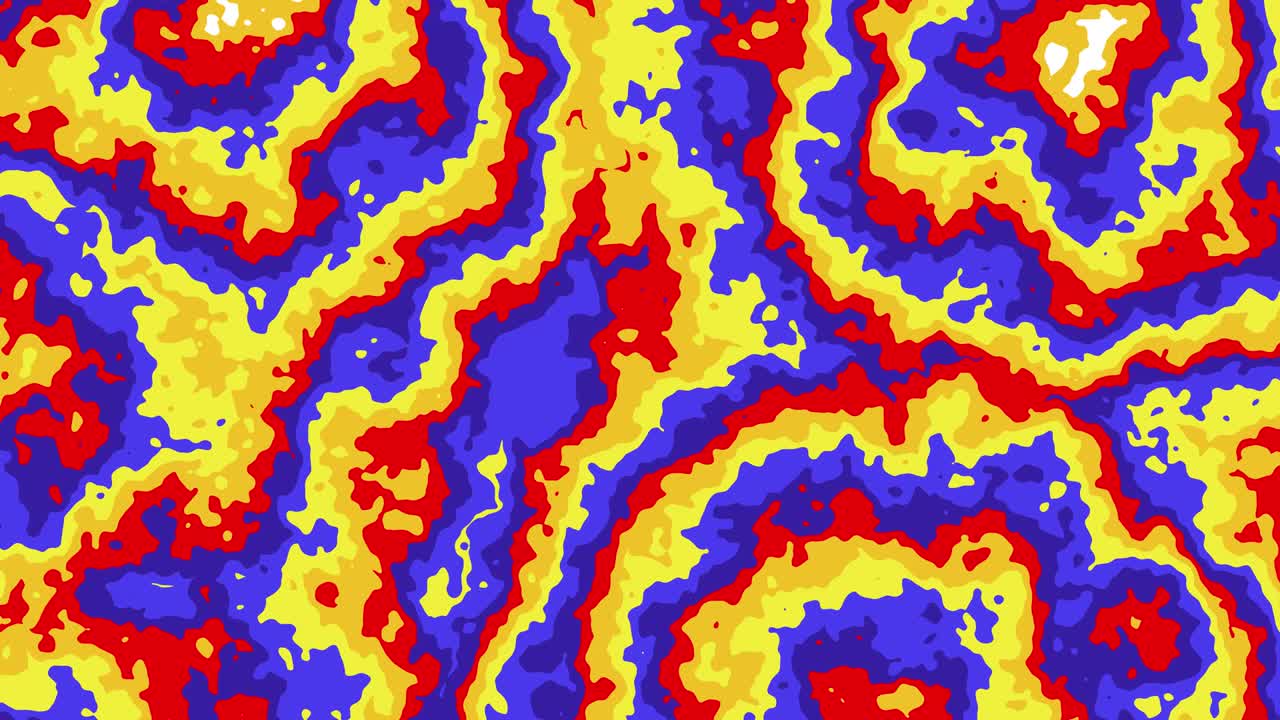 animación abstracta de coloridas formas orgánicas rojas, azules y amarillas que se mueven sobre un fondo blanco. fondo animado de bucle sin costuras, papel tapiz.