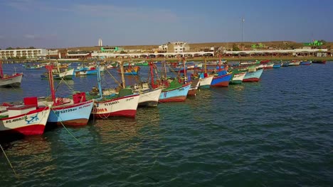 Fishing-Boats-at-El-Chaco-beach,-Paracas,-Ica,-Peru