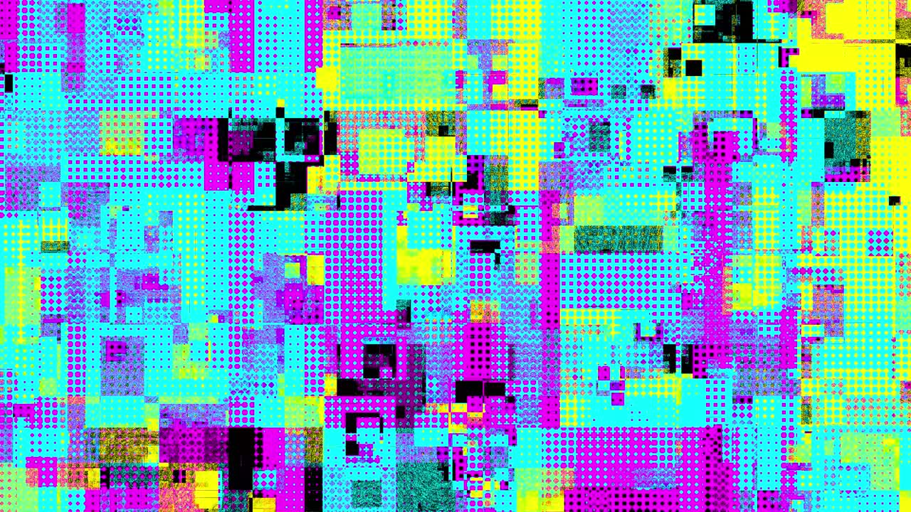 Motivo digitale glitch mezzatinta CMYK, colori vivaci, composizione astratta, estetica futuristica