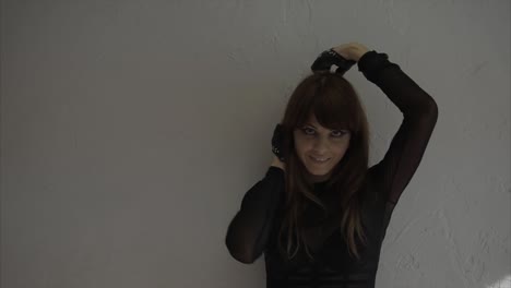 woman in black outfit