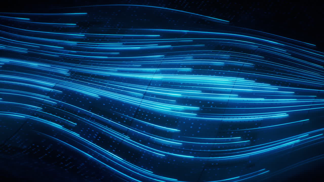 Flowing curve lines with technical board background, 3d rendering