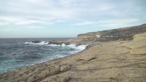 Strong-Mediterranean-Sea-Waves-Crashes-in-Beach-Shore-near-Place-Where-Azure-Window-Stood