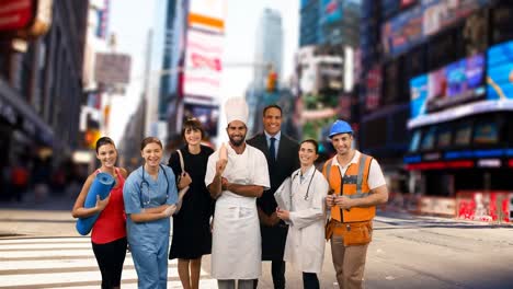 grupo de personas con diferentes ocupaciones