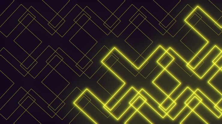 A vibrant neon pattern of yellow crosses shapes arranged diagonally forms an intriguing visual composition, with some diamonds overlapping, creating a dynamic and appealing design