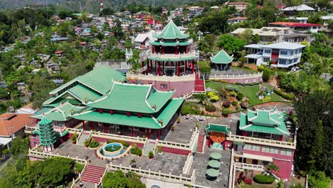 circular drone footage of the cebu taoist temple in the philippines