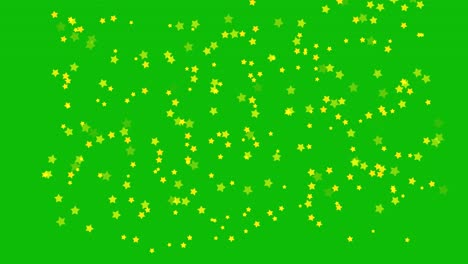 Visual-effects,-VFX,-yellow-star-shapes-floating-on-green-screen-3D-animation