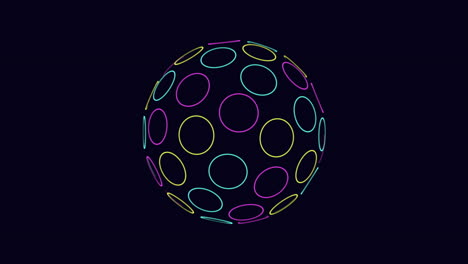 futuristic sphere from rainbow rings on black gradient