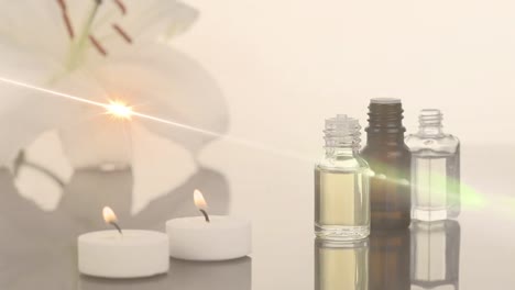 animazione di punti di luce su candele e olio