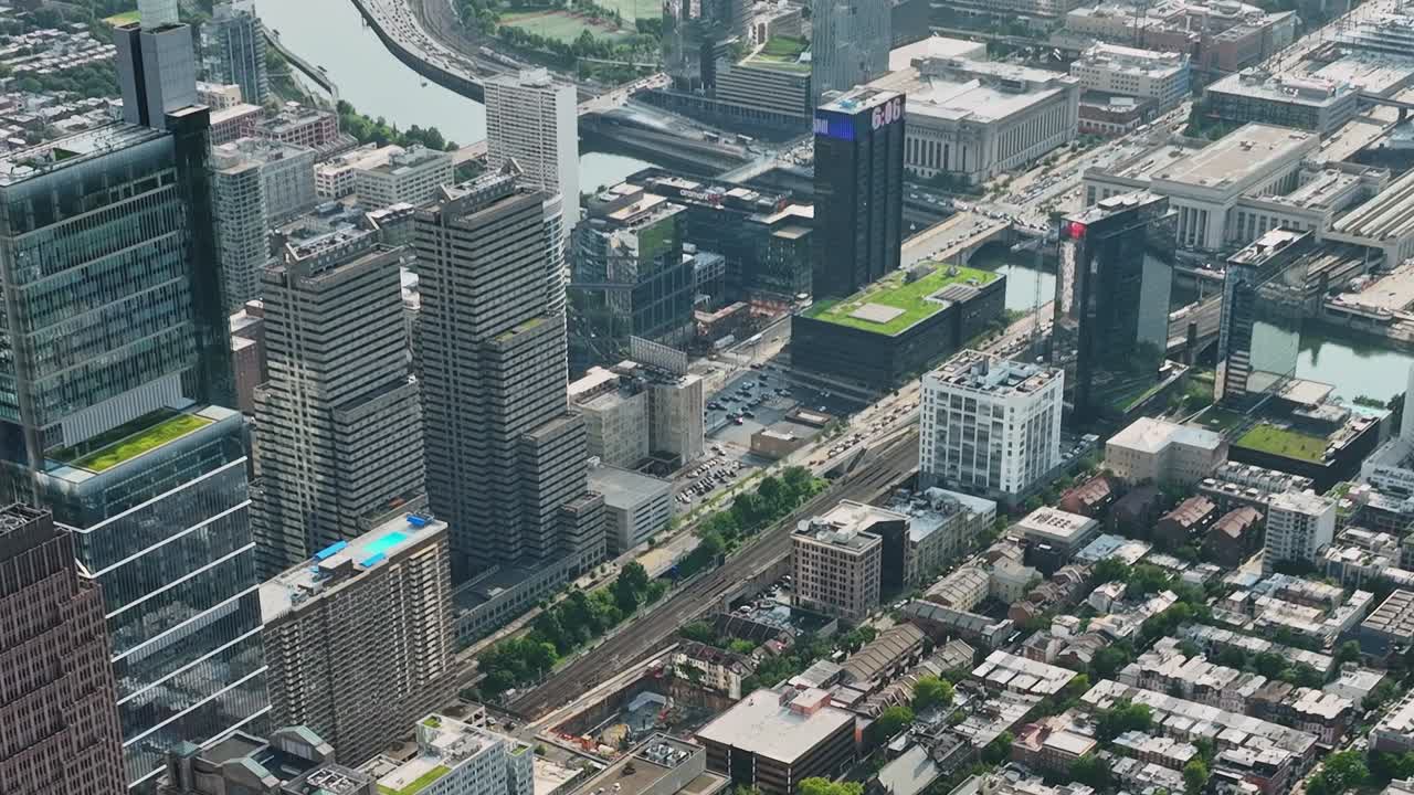 Stunning aerial view of Philadelphia showcasing urban landscape and river