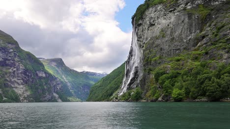 Geiranger-fjord,-waterfall-Seven-Sisters.-Beautiful-Nature-Norway-natural-landscape.