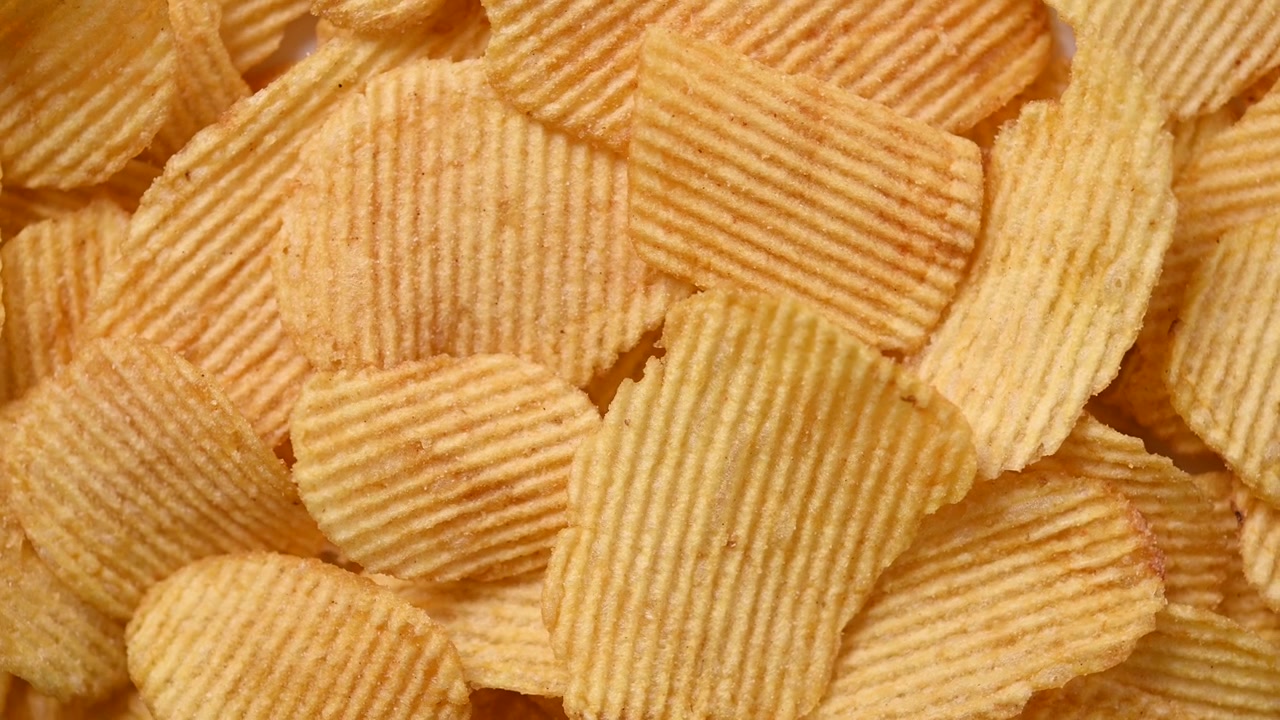 Close-up of Crispy Ridged Potato Chips