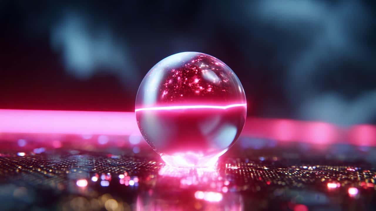 A mesmerizing crystal sphere radiates a cascade of starry lights while resting on a surface composed of intricate patterns, producing an enchanting visual display of luminescence and color contrasts