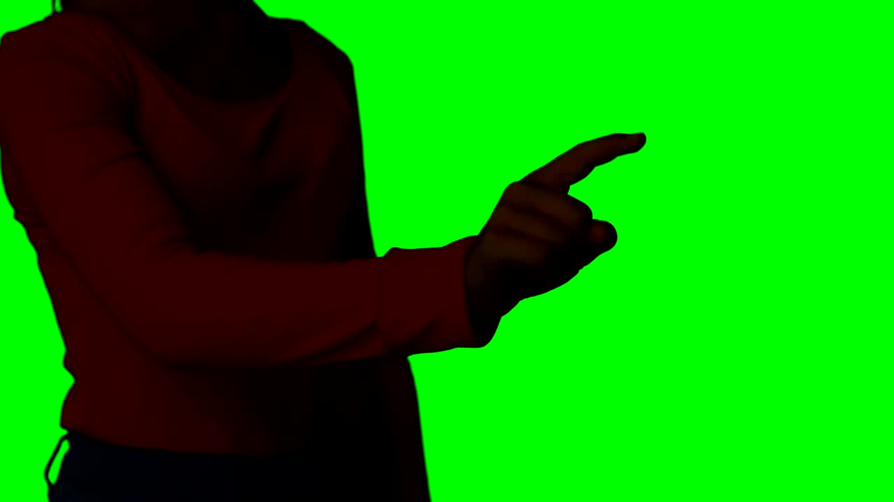 Woman pretending to use an invisible screen