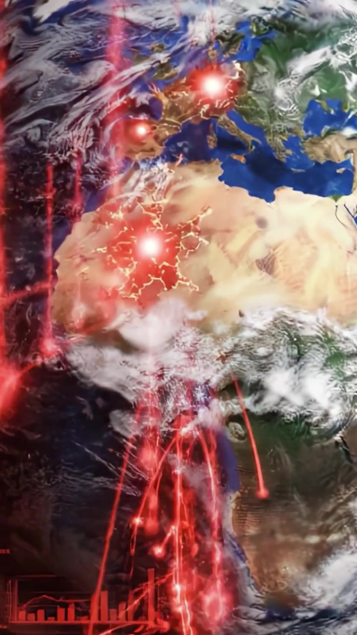 Vista 3D Cativante da Terra Cercada por Fluxos de Dados e Indicadores Gráficos Representando Tendências Globais e Mudanças Ambientais em um Cenário Cósmico