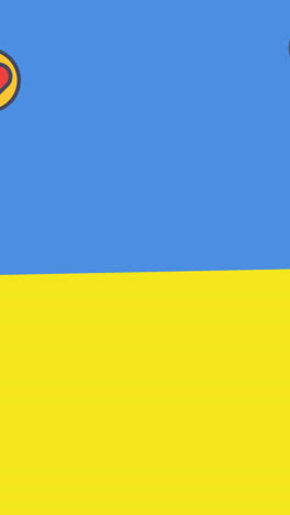 animation of heart icons over flag of ukraine