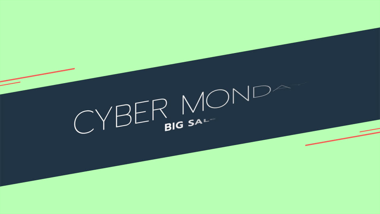 기하학적 선이 있는 녹색 패션 및 미니멀리즘 배경에 대한 애니메이션 소개 텍스트 사이버 월요일