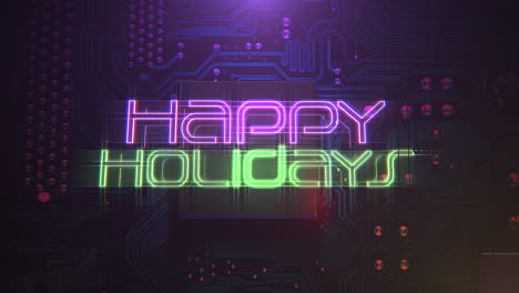 Happy-Holidays-with-computer-chip-and-neon-light