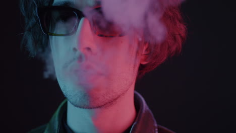 stylish man in neon lighting