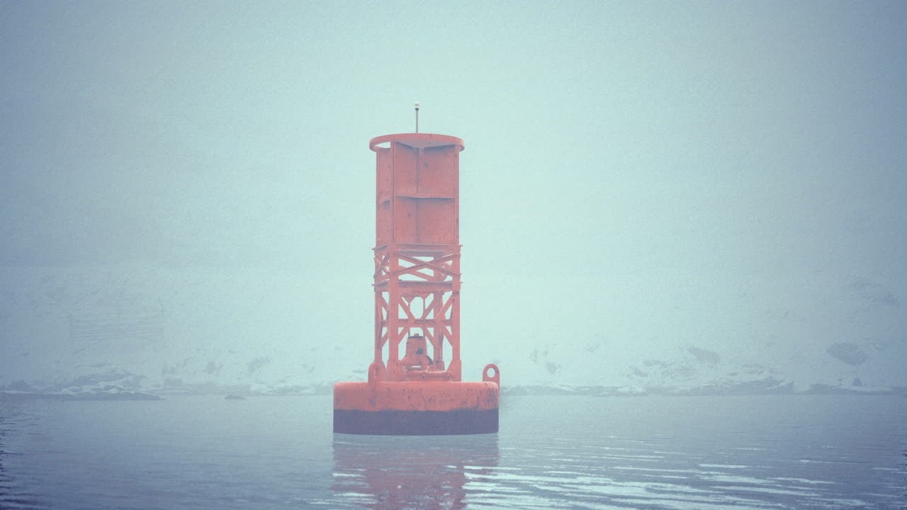 Orange Buoy in Foggy Water
