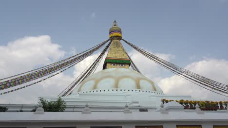 kathmandu, nepal - november 1, 2021: a view of the boudhanath stupa with its many prayer flags in kathmandu, nepal