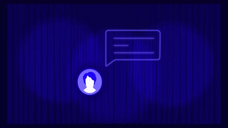 animación del icono de los medios y los puntos sobre fondo azul