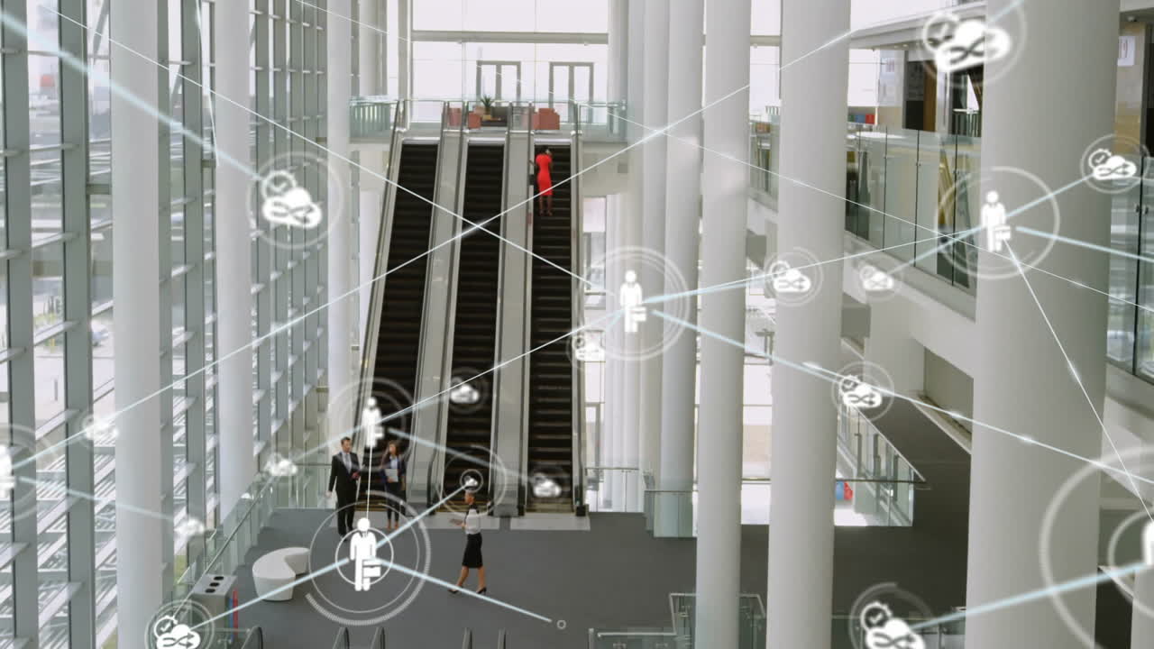 다양한 비즈니스 사람들 사이의 연결 아이콘 네트워크의 애니메이션