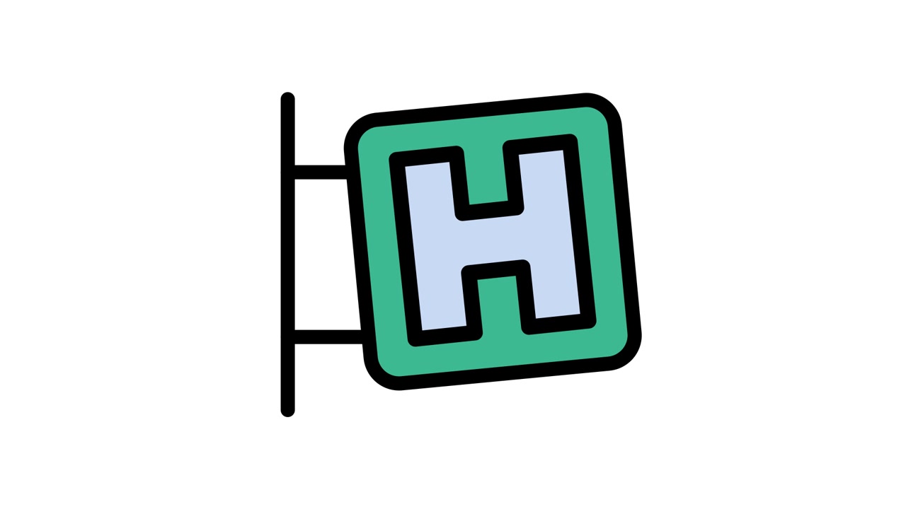 Hの文字が入った揺れる看板のアニメーション