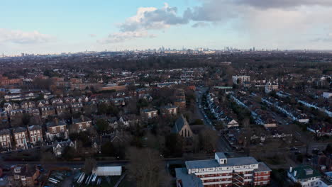 slider drone shot over west london looking towards city centre