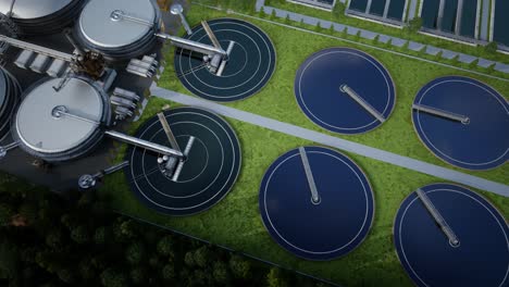 aerial view of modern wastewater treatment plant