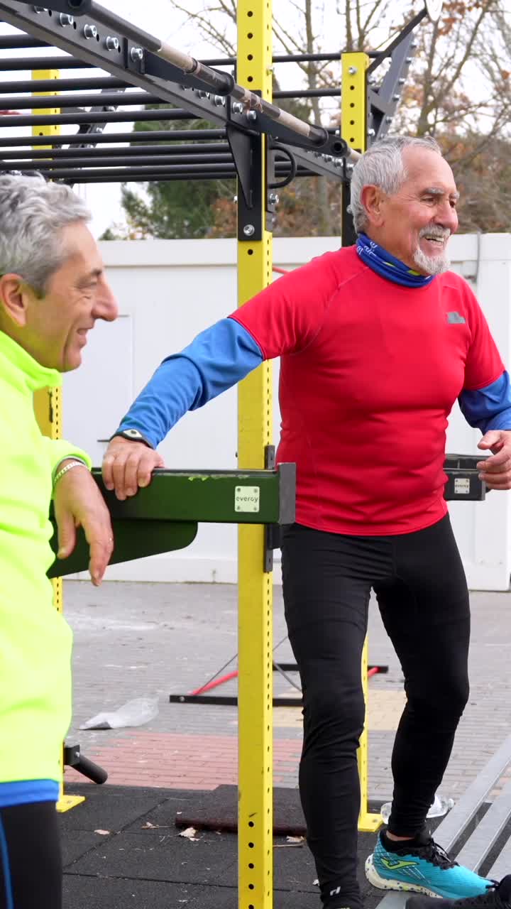 Outdoor fitness with senior men