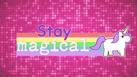 stay magical banner with a unicorn in a rainbow