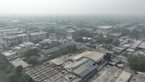 Aerial-View-Of-Quaid-e-azam-Industrial-Estate-Located-In-Lahore-Pakistan-With-Hazy-Air-Pollution