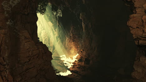 dark cave entrance with light at the end