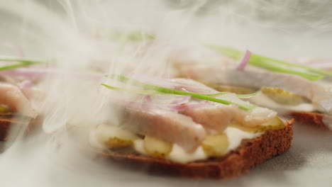 smoked fish sandwiches with dry ice