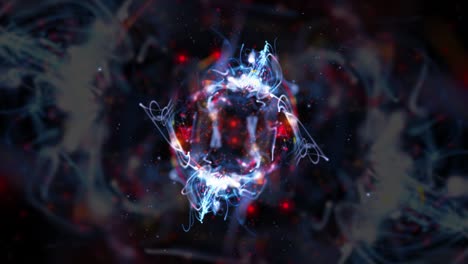 fondo abstracto de la esfera cósmica con zarcillos voladores, movimiento y bucle