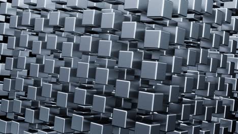 loop background. animation of moving numerous metal-colored cubes up and down