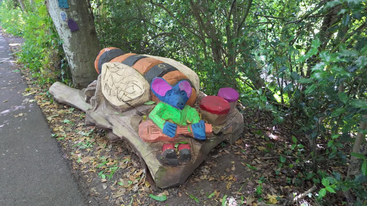 Ireland Epic Locations fun art on walking trail at Cahir Castle Tipperary on a summer day
