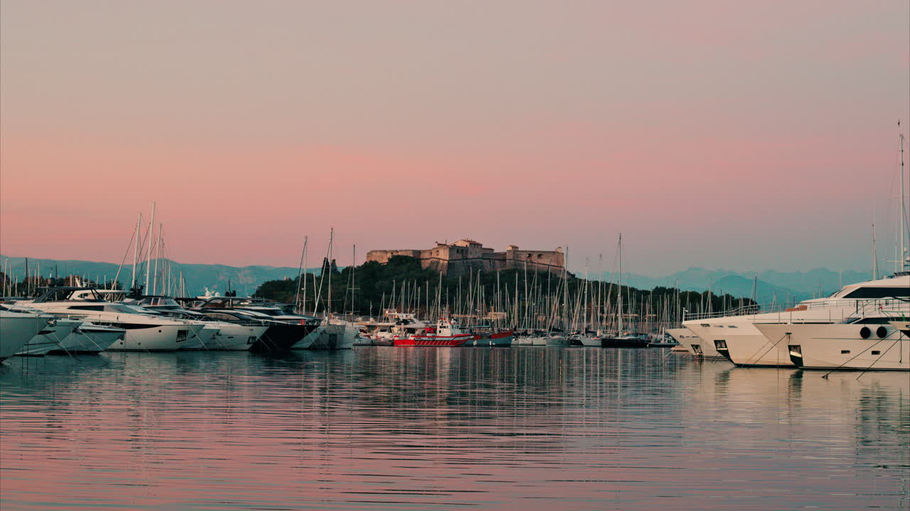 Multiple boats docked in the Port Vauban in Antibes, France