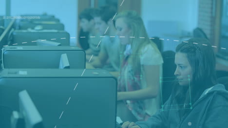 animación del procesamiento de datos sobre los estudiantes que usan computadoras