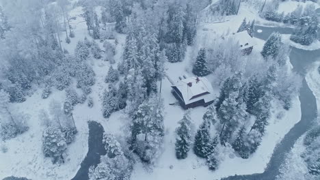 vista aérea del día de invierno blanco en el campo