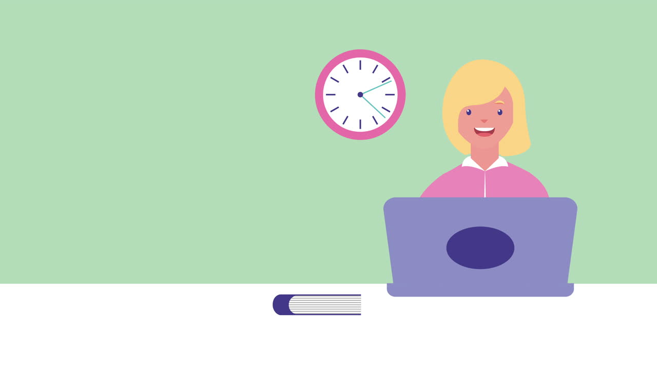 businesswoman using laptop avatar character